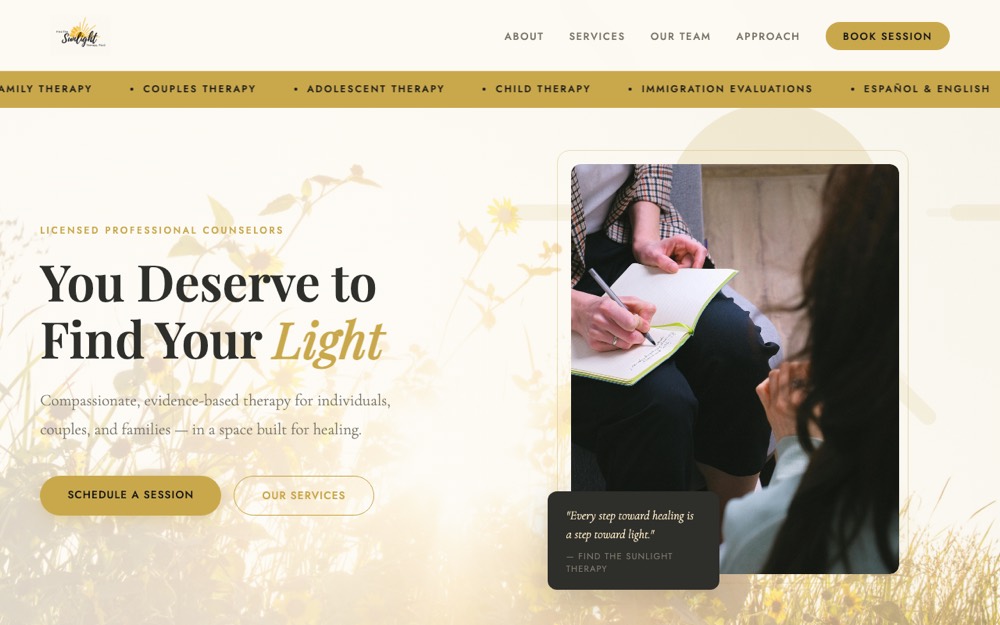 Find the Sunlight Therapy website — Counseling Practice